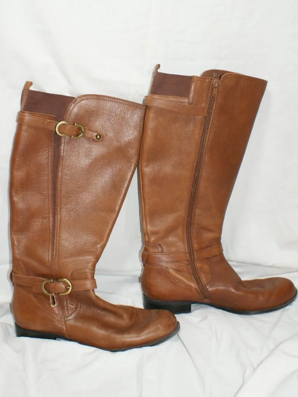 Naturalizer Tall Leather Wide Calf Riding Boots - Camel Brown - Size 8.5 - EUC